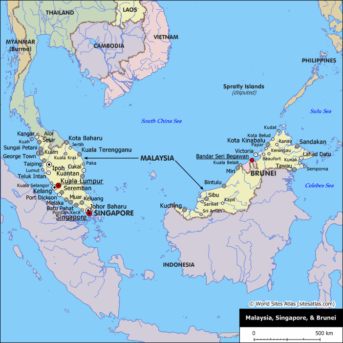 Brunei map indonesia